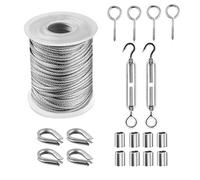 CâBle Inox Garde-Corps, Corde à linge suspendue en acier inoxydable, 30/15M, Kit de cordons tente, ensemble garde-corps jardin extérieur(15M)