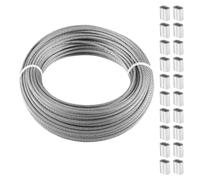 Câble Métallique 1/8" 100 Ft Wire Rope Kit 316 Stainless Steel Cable 7x7 Strands Marine Aircraft Grade For Handrail Stair Decking Fence