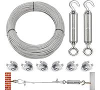 Câble métallique de 3 mm en acier inoxydable pour tuteur - Corde de suspension de lampe - Câble métallique avec tendeurs M5 (15 m)