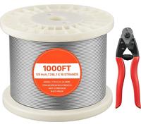 Câble métallique en acier inoxydable (câble en acier) - 1x19 torons - Diamètre Ø 3,2 mm - Longueur 304,8 m - Acier inoxydable 316 - Charge de rupture 798,3 kg - Pour garde-corps et treillis - Pince co