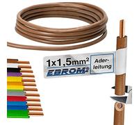 Câble mono-conducteur rigide H07V-U - Avec gaine en PVC - 1,5 mm² - Marron - 10 m, 15 m, 20 m, 25 m, 30 m, 35 m, 40 m, 45 m, 50 m, 55 m, 60 m jusqu'à 100 m au choix