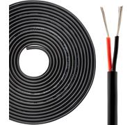 Câble noir de 7 mètres, câble à 2 conducteurs, calibre 24 AWG, section de 0,2 mm²