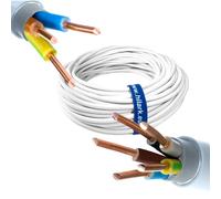 Hilark Cable Tech NYM-J 5x6 mm2 5g6 Câble pour locaux humides Câble pour courant fort Câble électrique Câble d'installation Blanc 50m