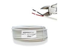 Câble plat HALOTEC en PVC 25 mètres 2 x 0,75 mm² blanc/rouge/noir pour intérieur | Type 03VVH2-F | Câble double cuivre flexible | pour éclairage LED