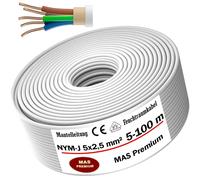 Câble pour locaux humides, câble d'alimentation, câble sous gaine, 90 m, NYM-J 5x2,5 mm², câble électrique