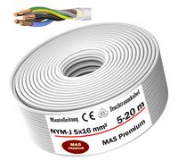 10m de câble électrique pour locaux humides Câble sous gaine NYM-J 5x16 mm² Câble électrique