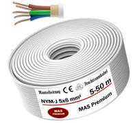 Câble pour locaux humides Câble d'alimentation Câble sous gaine 35 m NYM-J 5x6 mm² Câble électrique