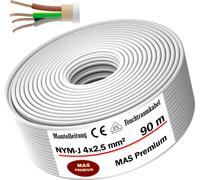 Câble pour pièces humides, câble d'alimentation, câble d'alimentation, 90 mètres, NYM-J, 4x2,5 mm², câble électrique