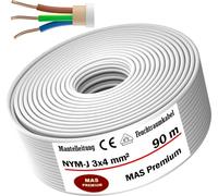 Câble pour pièces humides, câble d'alimentation, câble de gaine, 90 mètres, NYM-J, 3x4 mm², câble électrique