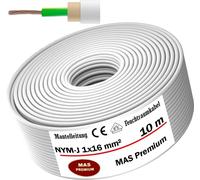 Câble pour pièces humides, câble d'alimentation, câble d'installation, 10 mètres, NYM-J, 1x16 mm², câble électrique