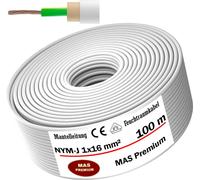 Câble pour pièces humides, câble d'alimentation, câble d'installation, 100 mètres, NYM-J, 1x16 mm², câble électrique