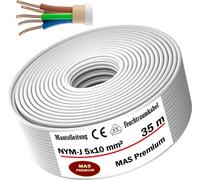 Câble pour pièces humides, câble d'alimentation, câble d'installation, 35 mètres, NYM-J, 5x10 mm², câble électrique