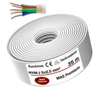 Câble pour pièces humides, câble d'alimentation, câble d'installation, 35 mètres, NYM-J, 5x2,5 mm², câble électrique
