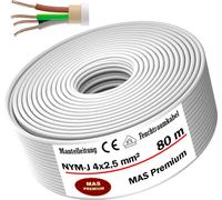 Câble pour pièces humides, câble d'alimentation, câble d'installation, 80 mètres, NYM-J, 4x2,5 mm², câble électrique