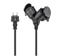 Goobay Rallonge électrique 65436 – 25 m, 2 prises CEE 7/7, 3G1,5 mm², pour l'extérieur, noir