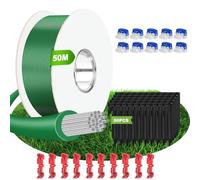Cable Robot Tondeuse 50M + 50 Piquets + 10 Connecteurs de Câble + 10 Bornes de Connexion, Fil pour Robot Tondeuse, Câble pour Robots Tondeuses Compatible avec Gardena/Bosch/Worx/Yard Force etc