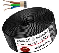 Câble souterrain, câble d'alimentation, 140 mètres, type NYY-J, 3 x 1,5 mm², câble électrique