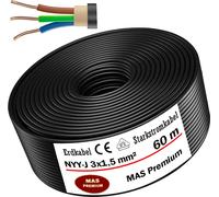 Câble souterrain, câble d'alimentation, 60 mètres, NYY-J, 3 x 1,5 mm², câble électrique