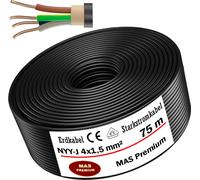 Câble souterrain, câble d'alimentation, 75 mètres, type NYY-J, 4 x 1,5 mm², câble électrique