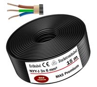 Câble souterrain haute tension, 15 m, NYY-J, 3 x 6 mm²