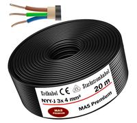 Câble souterrain haute tension, 20 m, NYY-J, 3 x 4 mm²