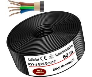 Câble souterrain haute tension, 60 m, NYY-J, 5 x 2,5 mm²
