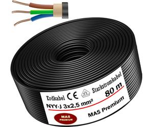 Câble souterrain haute tension de 80 m, NYY-J 3x2,5 mm²