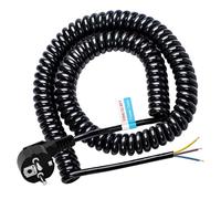 Câble spiralé - 10 m - 3 x 1,0 mm² - Câble d'extension en spirale - IP20 - Contact de protection - Câble d'extension en spirale pour bricolage, famille (noir, 250 V/16 A)