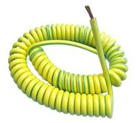 Câble spiralé à ressort 1 pièce, fil de terre jaune-vert