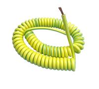 Câble spiralé à Ressort, Fil de Terre Jaune-Vert, monocœur rétractable en cuivre télescopique 20/18/17/15/13/11/9/7AWG(Stretch 5 m,7 AWG 10mm2)