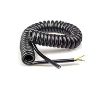 Câble spiralé, Bobine rétractable de ressort cordon d'alimentation noir fil extensible en spirale 2 noyaux(2 core 17AWG,Line length 7.5 meter)
