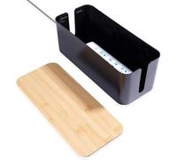Cable Storage Box: Cable Storage Box with Bamboo Lid - Cable Management Box for Organizing Cables and Hiding Them (Black)