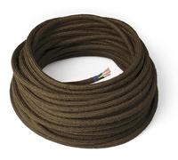 Câble textile kaki, rond, en jute, 5 mètres, 3x0,75 mm, avec fil de terre