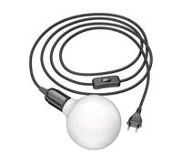 Câble textile LEHA avec fiche interrupteur et douille E27 noire 3 m inclus