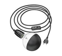Câble textile LEHA II avec fiche interrupteur et douille E27 en porcelaine