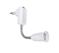 CABLEPELADO Douille E27 avec interrupteur, adaptateur européen E27, rotation à 360° avec bras flexible, interrupteur marche/arrêt, adapté pour chambre à coucher, cuisine, couloir, lecture