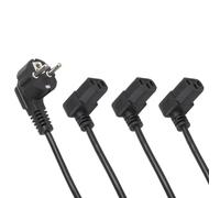 Câbles d'alimentation coudés Maclean, 3 m, 2 200 W, noirs, lot de 3 | 3 x 3 m, 2 200 W, prise coudée, modèle compact, noir