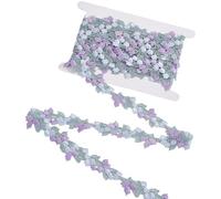 CABODYALS 4.57M Ruban en Dentelle Florale Lilas Feuille Violettes Bordure Applique Brodés Décoratif Garniture Ceinture Vintage en Polyester pour Couture Vêtements Robe de Mariée Décoration Artisanat