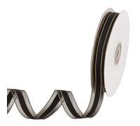 CABODYALS Ruban de Noël en Organza Transparent Noir de 45.72 m X 15mm en Mousseline de Soie avec Bordure Dorée pour Couture Artisanat Emballage Cadeau Bouquets Sapin de Noël