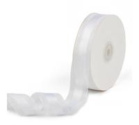 CABODYALS Ruban en Organza Blanc Transparent de 45.72 m X 25mm de Large Maille Transparente Mousseline de Soie Voile Bord Satiné Rubans en Vrac pour Couture Artisanat Bouquets de Fleurs Emballage Cade