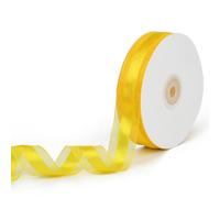 CABODYALS Ruban Transparent Jaune de 45.72 m de Large 25mm de Large en Mousseline de Soie Voile Organza Rayé avec Bordure Satinée pour Couture Artisanat Emballage Cadeau Bouquets Mariage Bricolage