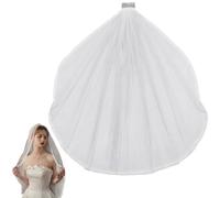 CABODYALS Voile de Mariée Blanc avec Peigne à Cheveux Coiffe Détachable Longue Taille Tulle 1 Niveau Bord en Dentelle Florale Voiles Élé s pour Femmes Cadeaux de Mariée Fiançailles Enterrement de Vie