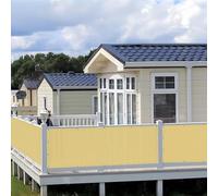 Cache Balcon 155 x 900 cm Protection UV, Coupe-Vent et Imperméable, Résistant Aux Intempéries, Brise Vue Haute Densité avec Trous et Serre Câbles pour Patio, Jaune Sable