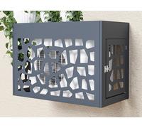 Cache clim / pompe à chaleur en aluminium ajouré - Avec porte d'accès - Anthracite - KAZOMA