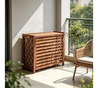 Cache Climatisation Exterieur Meuble Persienne Paravent Jardin | Habillage a persiennes pour masquer le groupe exterieur et poser des plantes en surface.(120*100)