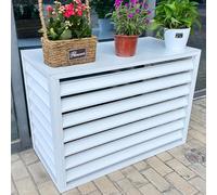 Cache Climatiseur en Aluminium Confidentialité et Décoratif pour Couverture de Climatiseur Extérieur Cache Climatiseur à Boîtier Autoportant(Blanc,110x60x80cm)