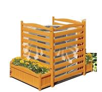 Cache Climatiseur Exterieur Clôture AC à 3 panneaux avec jardinière | Écran de confidentialité en bois de 40 pouces for unité AC, poubelle, équipement de piscine