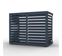 Cache climatiseur extérieur ou pour pompe à chaleur - Esthétique, protection et respect des flux d'air - Aluminium Composite 3mm - Persiennes ventelles - Montage facile et sans outils (Anthracite, 4)