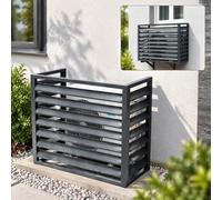 Cache Climatiseur Mural Extérieur, Grille Ventilation Lamelles-120×70×150cm | Grille lamelles pour fixation murale. Cache ventilé qui laisse passer l'air,En alliage d'aluminium 5CV-Noir-Sans couvercle