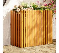 Cache Climatiseur Pour Unité Extérieure En Bois, Couverture De Protection Anti-poussière Et Anti-Neige, Couvercle Extérieur De Climatiseur(Color:Yellow 4 Side,Size:120 * 60 * 105cm)